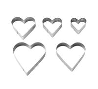 Cortador de Galletas en Forma de Corazón, 5 piezas de acero inoxidable para estampar masa, Sello para repostería, Para repostería, reuniones familiares, actividades escolares, celebraciones