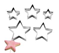 Cortador de galletas en forma de estrella, 3.03 x 2.95 x 0.67 pulgadas, cortador de sándwich para almuerzo de niños, juego de cortadores Coo Kie - 5 piezas de galletas de estrella para niños, Tter