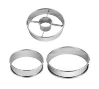 Cortador de galletas estriado, anillos de crumpet, 3 anillos portátiles para tartas, fabricante de donut, herramienta de corte multifuncional para el hogar, restaurante