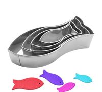 Cortador de galletas - Juego de 4 cortadores de acero inoxidable con forma de | Moldes de galletas de criaturas de Oćean | Cola plana y formas de pescado bifurcado, hornear, sándwiches, cortadores