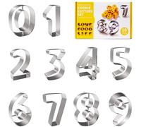 Cortador de galletas número,Gran Numeros Moldes Galletas 0-9,Galletas números,Cookie Cutters Juego de 9 cortadores,Molde Galleta Acero Inoxidable,For Cookies,Baking,Cake Decorating,Fondant