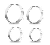 Cortador de galletas redondo, 4 unidades, redondos, 4 tamaños, molde redondo, acero inoxidable, para pasteles, fondant, accesorios de cocina, accesorios de bricolaje