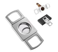 Cortador de guillotina de cigarros, cortador de puros de acero inoxidable de doble filo con anillos para los dedos, agujero de 26 mm de diámetro que se adapta a casi todos los tamaños de puros