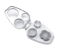Cortador de huevos para huevos duros - Cortador de huevos de acero inoxidable | Cortador de fresa | Cortador de 3 vías con recipiente para dados | Herramienta de cocina multiusos para fresas, setas y