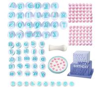 Cortador de letras de 62 PCS para cortador de fondant,impresión de 84 pc con letras móviles,letras reutilizables accesorios para hornear fondant,accesorios de decoración de pastel de galletas alfabé
