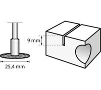 Dremel 542 Disco de corte con recubrimiento de carburo, disco de corte para herramientas rotativas para cortar y dar forma a madera y laminados, diámetro de trabajo 25,4 mm, profundidad máxima de corte 9,0 mm