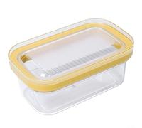 Cortador de mantequilla con recipiente hermético para bloques de 280 g, acero inoxidable y tapa sellada para frescura (amarillo)