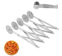 Cortador de masa, cortador de masa de rueda Cortador de masa de acero inoxidable Cortador de pizza plegable Rebanadoras Cortador de ruedas de pasta Rodillo cortador de masa(L)