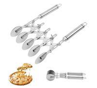 Cortador De Masa De Acero Inoxidable Con 5 Ruedas, Cortador de Pizza, Cortador de Pizza Ajustable, Cortapizzas Profesional, Cortapizzas para Hornear en la Cocina, Galletas, Pan, Pasteles y Brownies