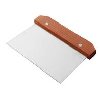 Cortador de masa y raspador de acero inoxidable con mango de madera de 5.9 x 3.2 pulgadas, reutilizable, cortador de masa de cocina para hornear pasteles, fideos, pizza, pastas