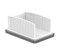 Cortador de pan, cortador de pan ajustable, guía de corte de cocina, herramienta de pan, base compacta antideslizante con recogedor de migas y ranuras uniformes para panecillos caseros y preparación