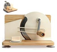 Cortador de pan manual para masa madre casera, grosor ajustable de 0 a 2 cm y base plegable, guía de pan de escala grabada, cortador de pan de manivela, hoja de acero inoxidable con ventosas