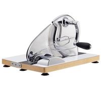 Cortador de pan Zassenhaus cromado tamaño único, marrón plateado | Cortador de pan nostálgico para pan, salami y queso duro, grosor de corte continuo hasta 20 mm, placa base plegable