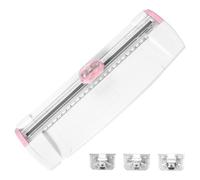 Cortador de papel 3 en 1 con regla lateral, rejilla de alineación y hoja de repuesto, multifuncional para papel A3, A4, A5, fotos y postales (rosa)