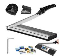 Cortador de papel, A4/B5/A5/B6/B7 Guillotina de Papel, Cortador de Palanca Manual con Redondeador y Perforador, para Manualidades DIY y Corte de Embalajes, Negro