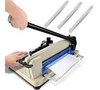 Cortador de papel de guillotina resistente, recortadora de papel apilable con protector de seguridad y bloqueo de cuchilla, construcción de acero sólido, capacidad de 400 hojas para papel A4/A3