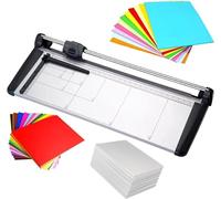 Cortador de papel manual con hoja giratoria y regla de posicionamiento, herramienta de corte de tarjetas de fotos para oficinas, escuelas, iglesias