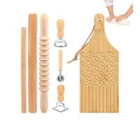 Cortador de pasta, alto rendimiento, 7 - functional portátil piezas manual de madera, calidad alimentaria rollo de pasta, pastelería francesa para pasta de raaviolis | Multiusos al aire libre utilidad