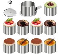 - Cortador De Pastel De Acero Inoxidable De 12 Piezas | Juego De Cortadores De Repostería | Molde Antiadherente Para Alimentos Con Empujador Y Elevador | Para