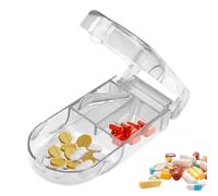 Cortador De Pastillas Con Almacenamiento, Cortador Divisor De Pastillas,Cortador De Pastillas Multiusos De Viaje | Trituradora De Pastillas Fácil De Usar, Cortador De Pastillas Pequeño Con Almacenamie
