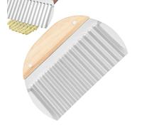 Cortador de patatas fritas, cortador de patatas fritas, cortador plano ondulado con mango de madera, cortador de patatas fritas de acero inoxidable