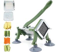 Cortador de patatas fritas manual Commercial Cortador de patatas fritas profesional con ventosa profesional Juego completo French Fries Cutter con mango de hierro fundido pesado y hoja de 3/8" (10 x