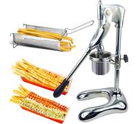Cortador de patatas fritas, máquina manual de patatas fritas largas, cortador de patatas fritas, máquina de tiras de patatas de 11.8 in extrusora extrusora de patatas fritas 16 agujeros, máquina de ac