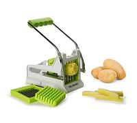 Cortador de Patatas Mecánico - Con Palanca de Fácil Uso - Incluye 2 Cuchillas de Distinto Grosor - Prepara Patatas Fritas Caseras - Color Blanco y Verde - Silvano