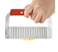 Cortador de patatas ondulado para cortador de patatas ondulado de acero inoxidable - picadora de ensalada con mango de madera, hacker, utensilio de cocina para pepinos, zanahorias y