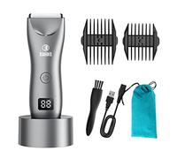 Cortador de pelo eléctrico para hombres, afeitadora corporal para hombres con base de carga, recortadora de pelo en la ingle, impermeable, recargable por USB y hoja de cerámica segura