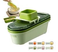 Cortador de pepinos, triturador, cortador de zanahoria portátil, herramienta de cocina con 6 cortadores y 3 cestas, juego de cortador multiusos para restaurante