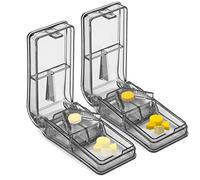 Cortador de píldoras de 2 piezas para píldoras pequeñas o grandes, el mejor divisor de píldoras múltiple de la historia, diseño en los Estados Unidos, doble como una caja de píldoras - Cortador de