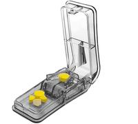 Cortador de píldoras para pastillas pequeñas o grandes. El mejor divisor de píldoras múltiples. Diseño en los Estados Unidos. Se dobla como pastillero. No apto para pastillas pequeñas. Llavero
