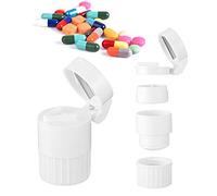 Cortador de píldoras y molinillo - Cortador de pastillas 4 en 1 y triturador y pastillero de almacenamiento y taza de agua, organizador de píldoras multifuncional de viaje, dispensador de píldoras