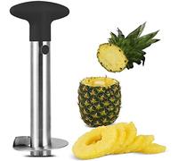 Cortador de piña - Deshuesador de piña - Cortador de piña - Pelador de piña de acero inoxidable para el hogar y la cocina, negro