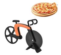 Cortador de pizza, cortador de acero inoxidable con forma de bicicleta, cortador de 18,5 x 11 cm/7,3 x 4,3 pulgadas, cuchillo antiadherente, herramienta de cocina para cortar (Naranja)
