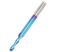 Cortador de punta esférica en espiral de 2 canales, chapado en azul - fresa para router CNC para grabado y fresado 3D, fresa de punta esférica de carburo con recubrimiento
