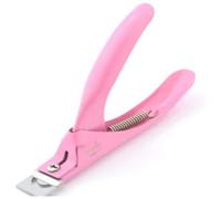 Cortador de puntas de uñas postizas para uñas de gel acrílico, uñas artificiales falsas afiladas y a prueba de óxido para manicura y pedicura para uso profesional y doméstico (rosa)