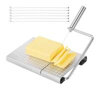 Cortador de queso con 6 cables de acero inoxidable y escala, incluye tabla de cortar embutidos para cortar con precisión