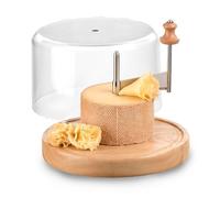Cortador de Queso con Cuchilla Giratoria Ø22cm - Rizador de Queso Manual para Flor y Virutas de Queso Curado Decorativas, Tabla de Cortar con Base de Madera Elegante para Cocina y Degustaciones