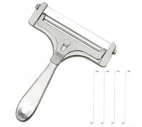 Cortador de queso, cortador de queso de acero inoxidable con 4 cables adicionales, cortador de bloque de mantequilla de mano ajustable para cheddar, gruyere, mozzarella, herramientas de corte de