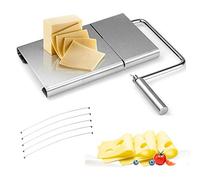 Cortador de Queso de Alambre de Acero Inoxidable con Tabla y 5 Cables de Repuesto para Salchichas Semiduras de Mantequilla