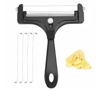 Cortador de queso de mano y 4 cables de repuesto, cortador de aluminio apto | Personaliza porciones gruesas o finas, mango de fácil agarre con agujero para colgar, construcción duradera
