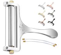 Cortador de Queso Zulay Con Grosor Ajustable - Alambre para Mozzarella, Cheddar, Gouda - Resistente para Bloques Con 2 Alambres Extra (Plata)