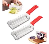 Cortador De Repollo, 2x Repollo Acero Inoxidable Con Doble Cuchilla, Multiusos Equipo Cocina Cortador Manual Cocina, Fácil De Limpiar, Cortadors Para Repollos, Pelador Y Trituradora De Metal (Rojo)