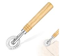 Cortador de rueda de repostería, cortador de pasta de 1.54 pulgadas, rueda de cortador de masa de raviolis, rueda de cortador de pizza con mango largo de madera, albóndigas, para hacer fideos, para el