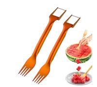 Cortador de sandía, herramienta cortadora de sandía 2 en 1, cortadora de sandía de acero inoxidable, tenedor de sandía portátil, cortadora de sandía de frutas for cocina, fiesta, camping, neón/1213(Re