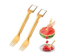 Cortador de sandía, herramienta cortadora de sandía 2 en 1, cortadora de sandía de acero inoxidable, tenedor de sandía portátil, cortadora de sandía de frutas for cocina, fiesta, camping, neón/1213(Go
