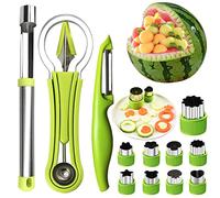 Cortador de Sandia, RosyFate 14 Pcs Juego de Herramientas para Tallar Frutas, Cuchara para Bolas de Fruta, Descorazonador de Manzana, Pelador, para DIY Ensaladas Frutas Sandía