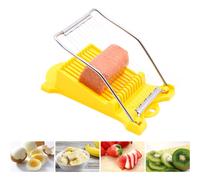 Cortador de spam, de huevos cocidos, de queso blando y de fiambres, con alambre de acero inoxidable, 10 rebanadas (amarillo)